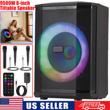 Portable 9500W Bluetooth Party Speaker with Heavy Bass 8" Woofer Tiltable 3 Mics