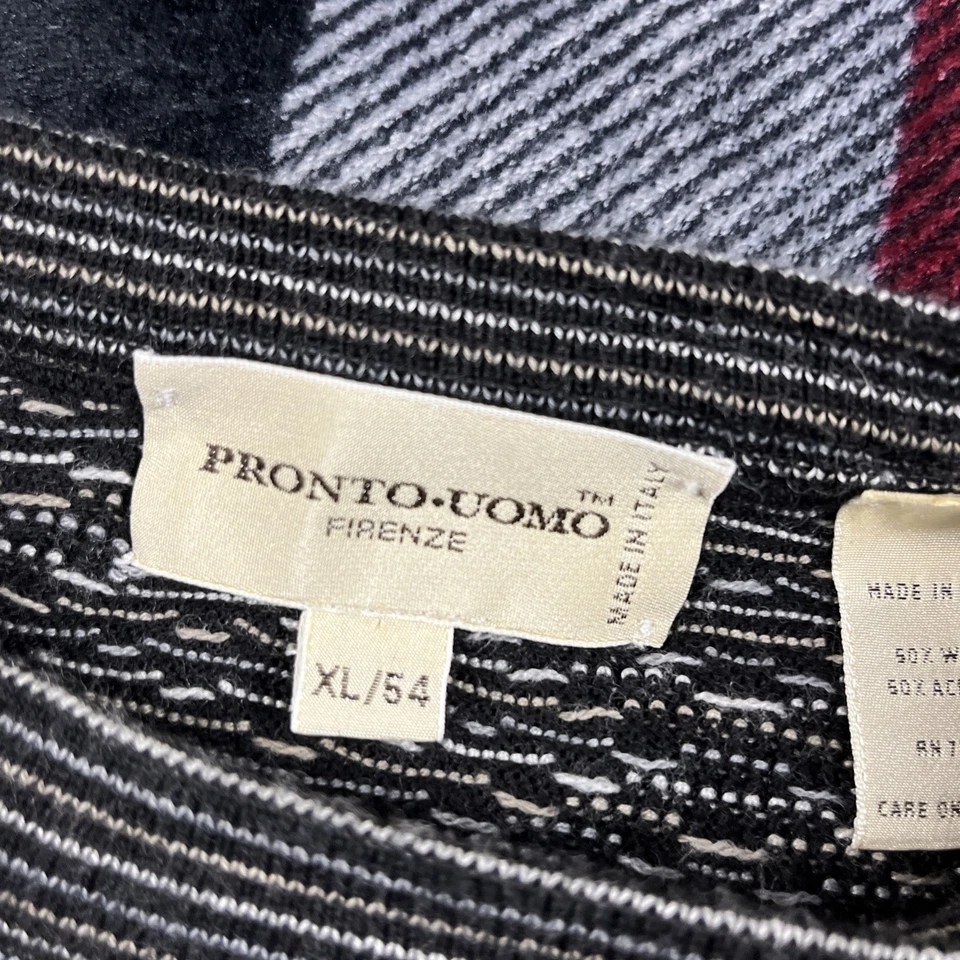 VTG Pronto Uomo Mens XL Wool Blend Grandpa Sweater Abstract Made in Italy - Image 3 of 4