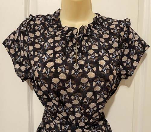RUNGOLEE Scarlet Floral Belted Silk Midi Dress Sz S- ONE OF A KIND- RARE- - Picture 4 of 11