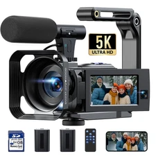 🔥Video Camera 5K Camcorder, 56MP Dual LensDigital Camera WiFi 3'' 270° 16XZoom