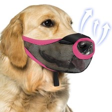 Dog Muzzle Soft Air Mesh Size XL Pink Anti Biting Barking Chewing Allows Panting