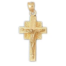 New 14k Gold Crucifix Pendant