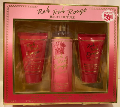 Rah Rah Rouge by Juicy Couture, 3 Piece Gift Set for Women Lotion, Mist, Gel