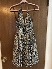 marc bouwer glamit silk chiffon lined halter dress size 4 retail 405 NWOT