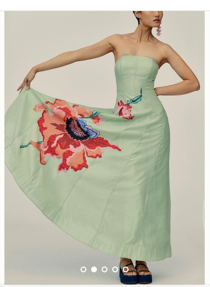 geisha designs floral applique maxi dress Geisha Designs Off-The-Shoulder Floral Applique Dress