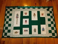 Birdhouses Quilt Wall Hanging Handmade Hand Quilted