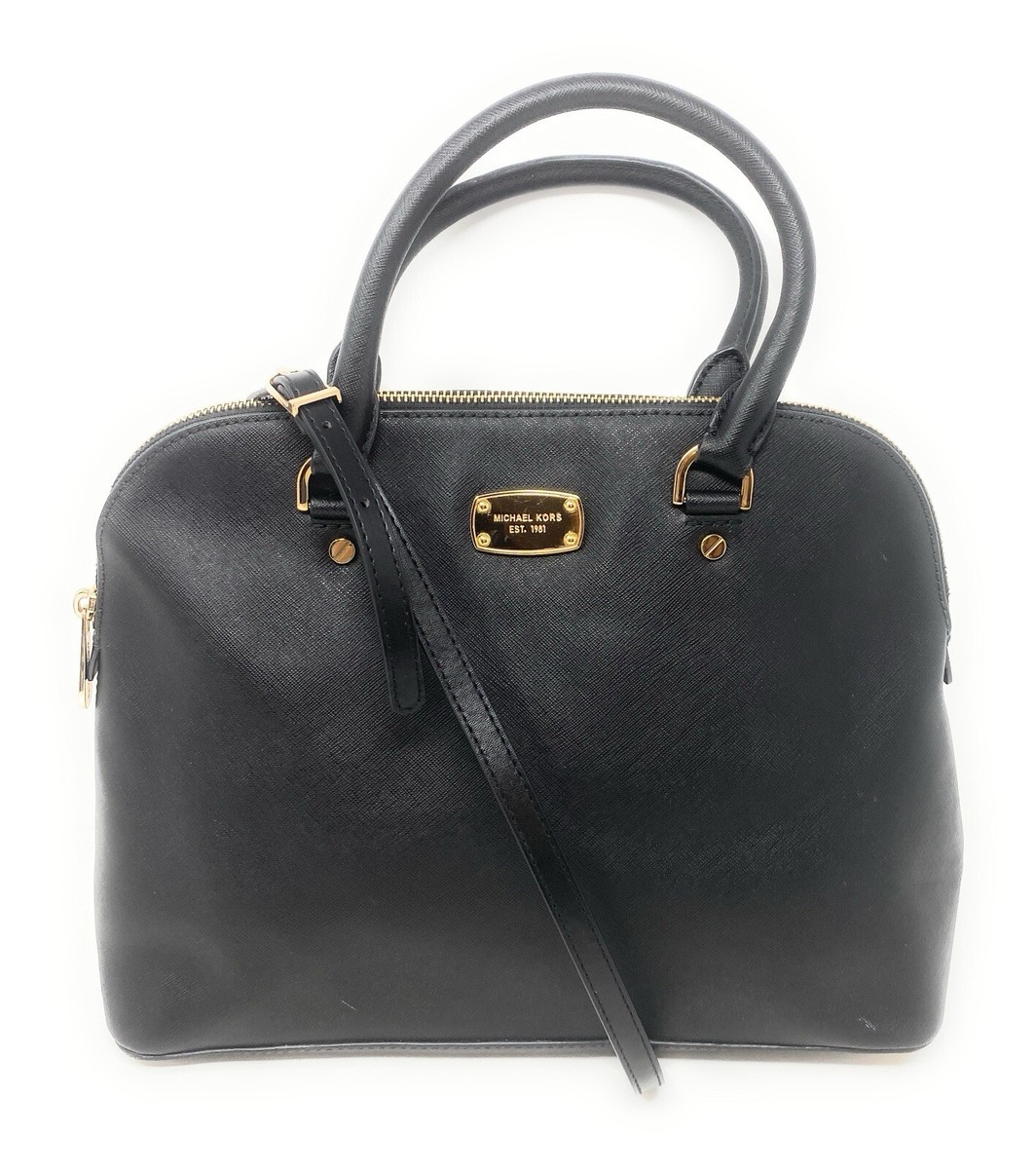 MICHAEL KORS MK Cindy LG Dome Satchel Handbag Black Saffiano  display picture 1