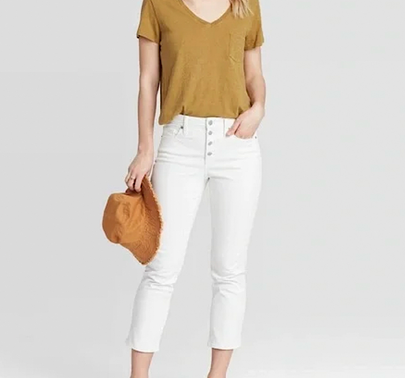 Universal Thread white cream jeans button fly hig… - image 2