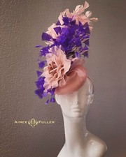 Kentucky Derby Hat Fascinator Dusty Pink Rose Hat Purple Royal Ascot Bridal Hat