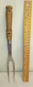 Vintage Household Japan Surgical Stainless Carving/Serving Fork Wooden Handle
