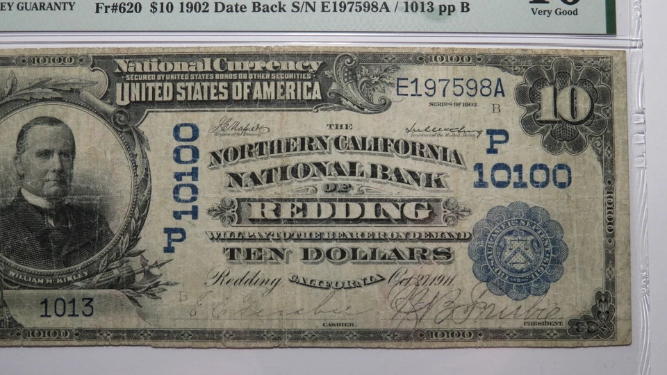 $10 1902 Redding California CA National Currency Bank Note Bill #10100 VG10 PMG - Image 3 of 4