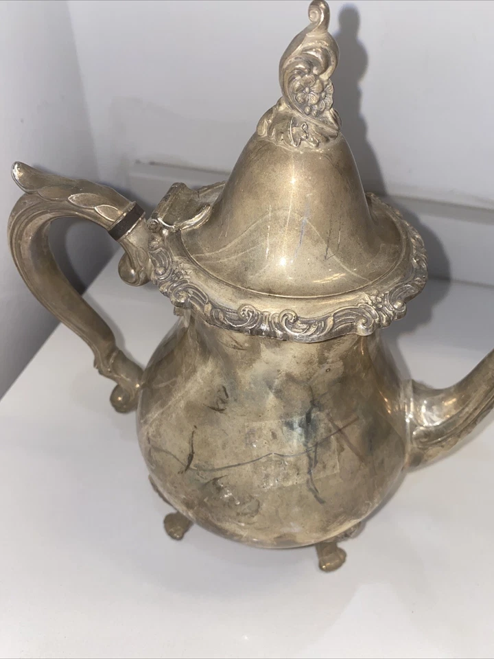 Cafetera Wallace 281 barroca plateada vintage placa de plata ornamentada ¡Hermosa! Foto 4 de 4