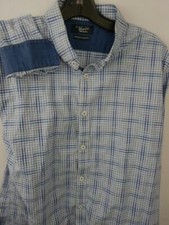 Penguin Heritage Slim Blue Plaid Mini Check L/S Size 17 34/35 Cotton EUC