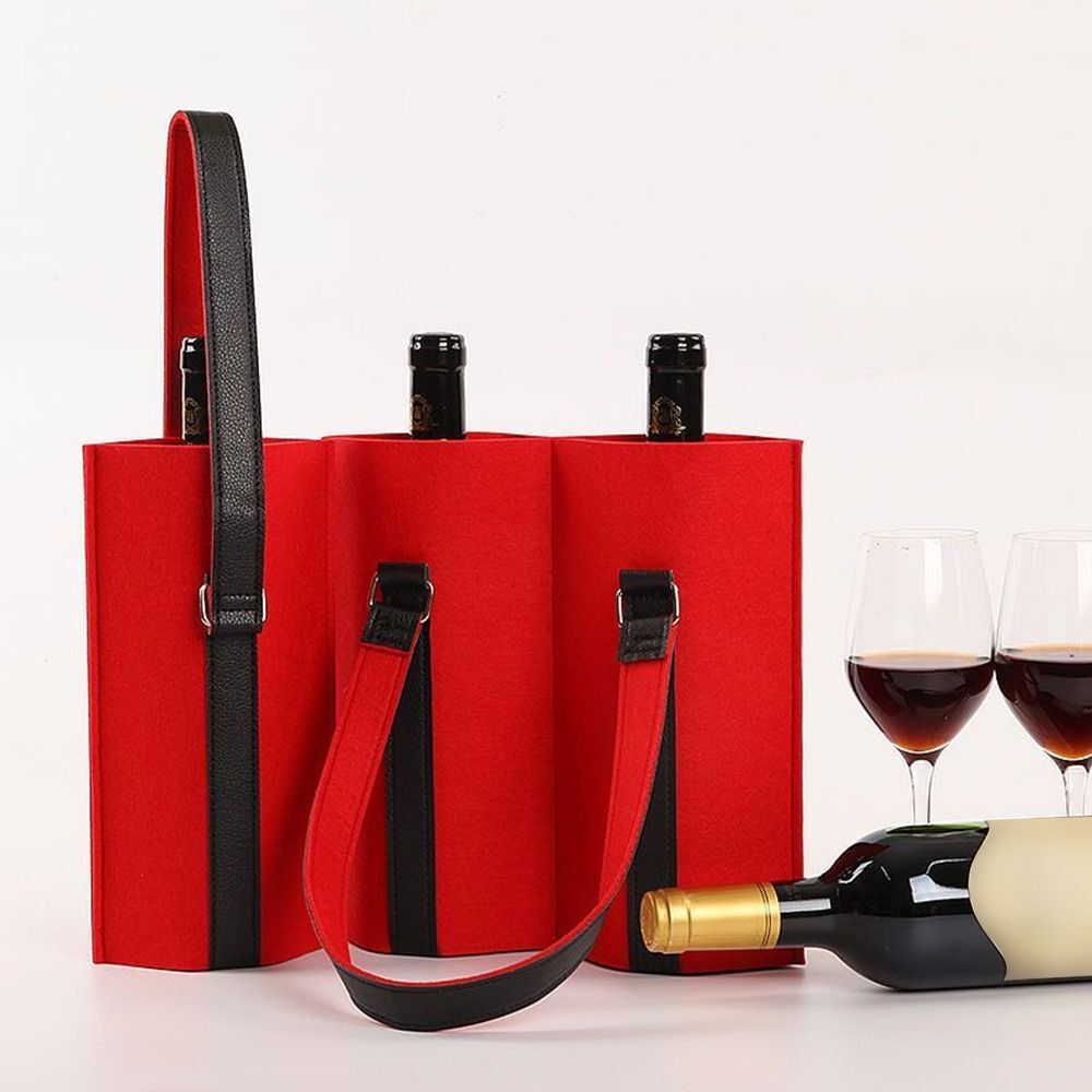 Solid Color Handbag Felt Bag Red Wine Pouch Wine Storage Bag Bottle