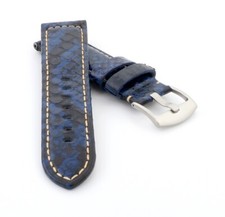Echt Python-Schlange Uhrenarmband Modell Python-Chrono blau 26/22 mm