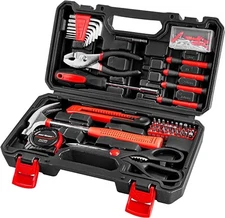 126 Piece Tool Set General Household Hand Tool Kit Red