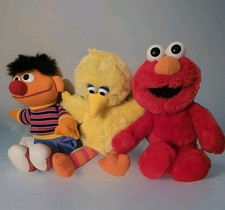Big Bird, Elmo, Ernie, Tyco 1995 Vintage Lot Stuffed Toys,