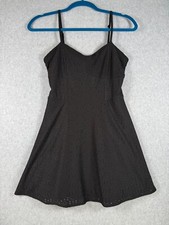 Aeropostale Dress Black Lined Fit & Flare Poly Sz M Adjustable Straps Sleeve