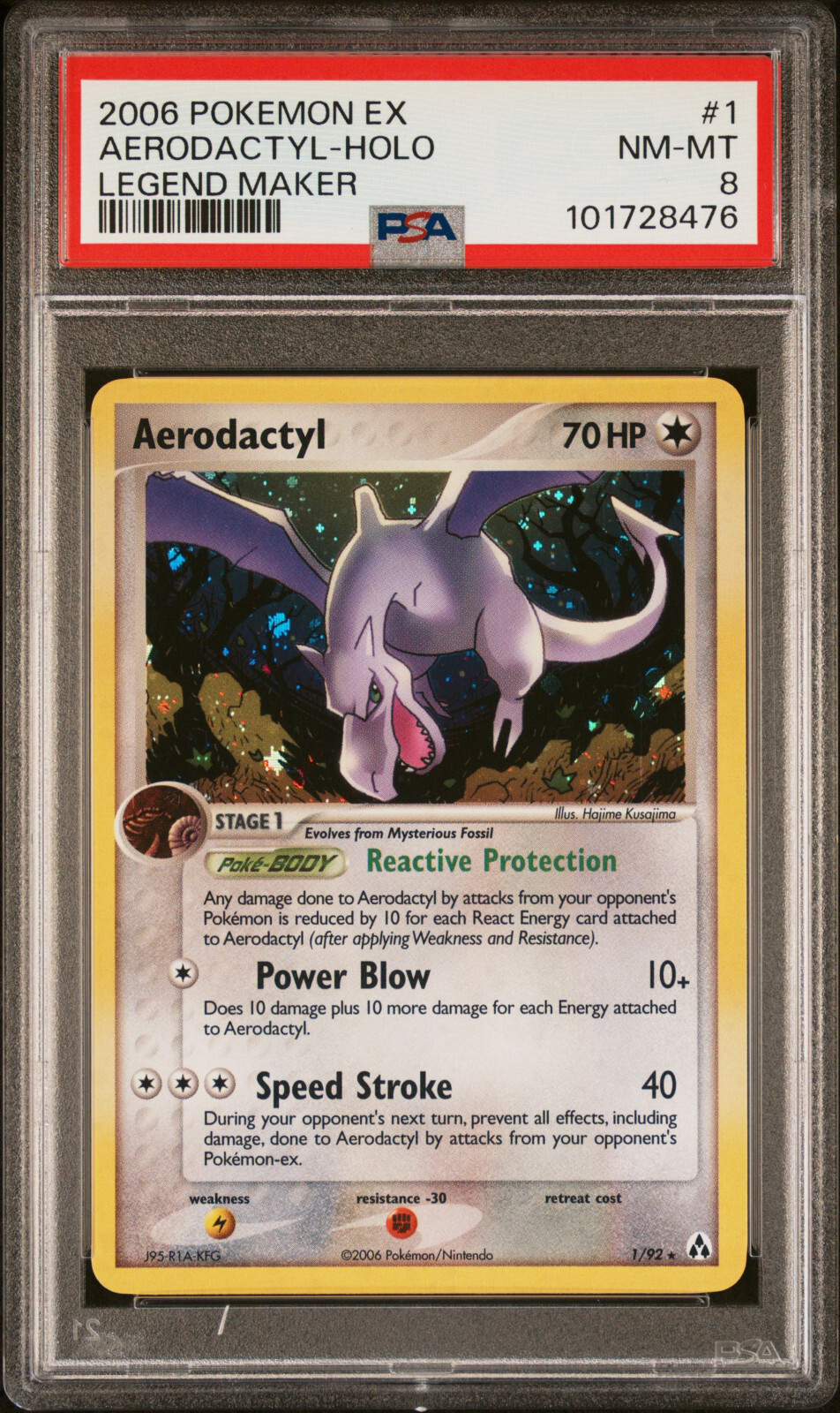2006 POKEMON EX LEGEND MAKER AERODACTYL #1 HOLO FOIL PSA 8 NM #101728476