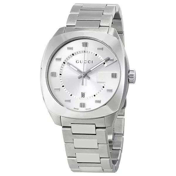 Montre pour homme Gucci GG2570 YA142308 cadran argenté acier inoxydable