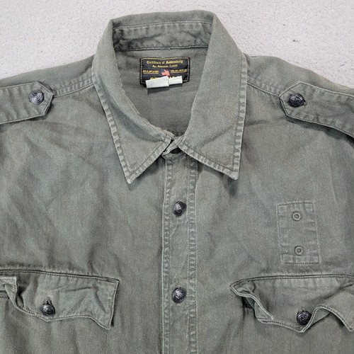 Vintage Avirex Shirt Extra Large Green Military Style Button Up Y2k Streetwear - Picture 3 of 9