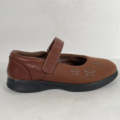 #ad #ad Ped Lite Edie Mary Jane Womens Size 8.5 Wide Brown Lycra Comfort Diabetic Shoes $14.00
