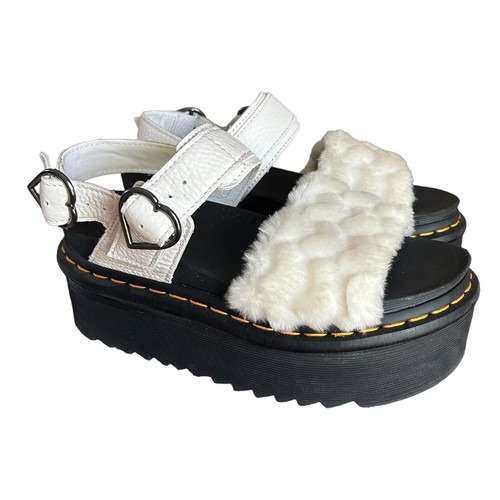 Dr Martens Voss Faux Fur Platform Sandals Chunky Y2K Soft Grunge Pastel Grunge