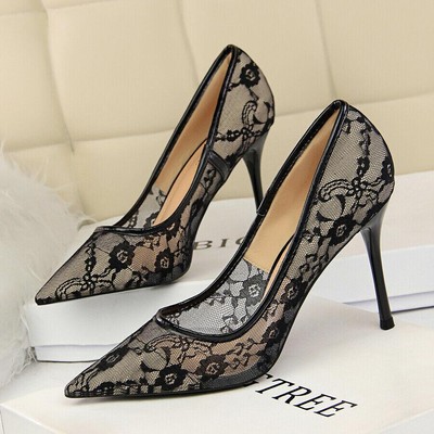 Women's Lace Pointed Toe Stilettos High Heeled Party Wedding Pumps Dress Shoes