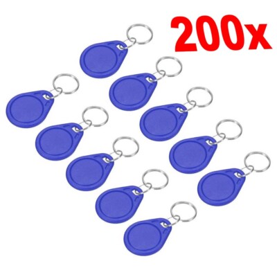 200pcs RFID Key Fobs UID 13.56MHz Rewritable Proximity IC Smart Token Tag Blue