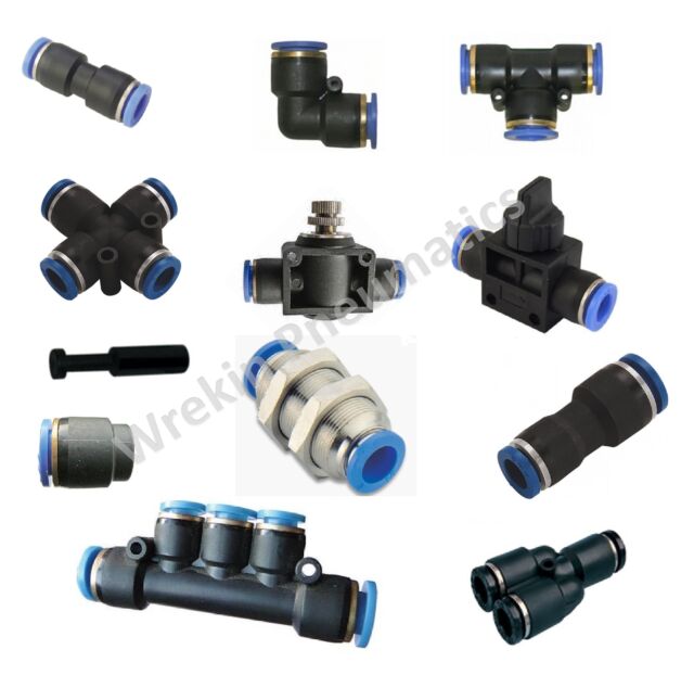 Pneumatic Push In Fittings Air Water Hose Tube Stem NYLON SPEED JOIN ADAPTER TEE