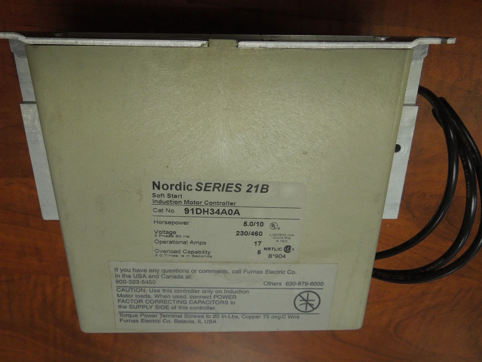 Furnas Nordic Ser 21B Soft Start Induction Motor Controller 91DH34A0A 5.0/10 HP - Image 3 of 3
