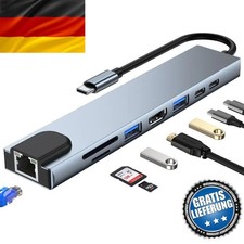 USB-C Hub 8-in-1 Adapter 4K HDMI USB 3.0 RJ45...