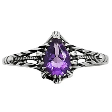 Natural African Amethyst 925 Sterling Silver Ring s.7 Jewelry R-1345