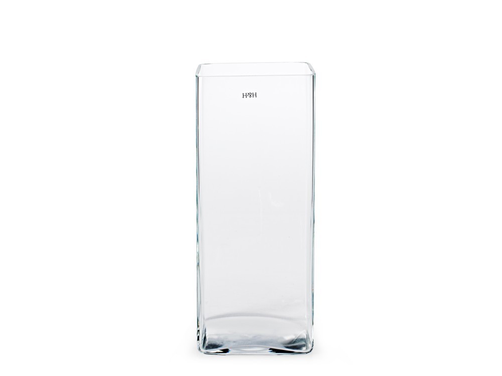 H&H Square Vase In Transparent Glass 12X12X30H