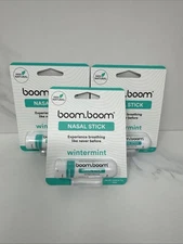 Boom Boom Daily-Use Nasal Stick Wintermint  Lot of 3 0.035oz./1g. Nasal Vapors