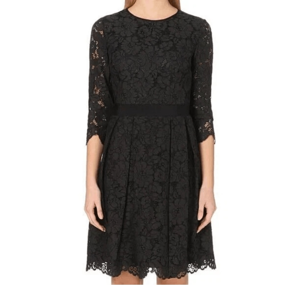 NWT Ted Baker Ameeya Skater Lace Dress Fit Flare 3/4 Sleeve Keyhole Size 4