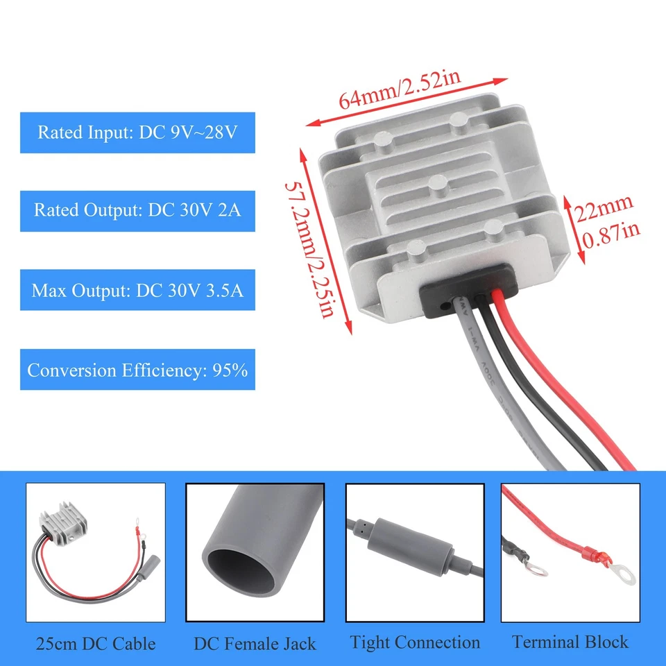 Cabo de alimentação para Starlink Mini Step Up conversor DC 12V/24V para 30V 3.5A - Imagem 2 de 4