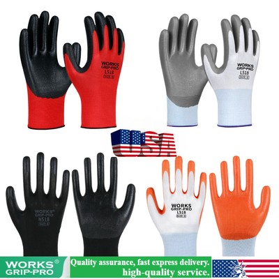 WORKS Ultra-Thin Gloves Polyurethane Palm Coated Nylon Shell Discount6-72Pairs-L