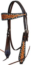 Horse Western Tack Tooled Browband Leather Bridle Headstall 78HR24HB