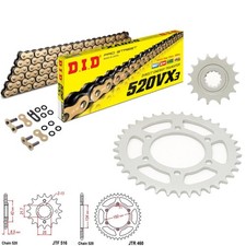 KLX250 S Chain and Sprocket Kit DID 520 VX3 X-Ring Gold Kawasaki KLX250 S 2015