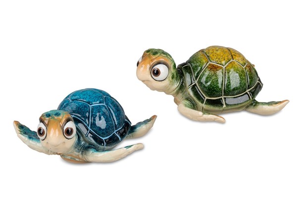 2Er Set Maritime Dekofiguren SchildkröTen Harry 15Cm Blau + GrüN Formano-image