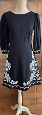 Ann Taylor Women’s 4 Black Dress Short Sleeve Embroidered Flowers