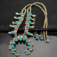 Native American Turquoise Sterling Silver Squ...
