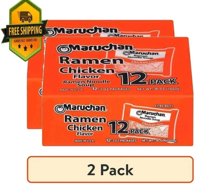 (24 Pack) Maruchan Ramen Noodle Chicken Flavor Soup 3 oz, 12 Count