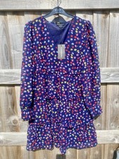 Pretty BNWTS Navy Floral Mix Wednesdays Girl Tiered Lightweight Versatile Dress