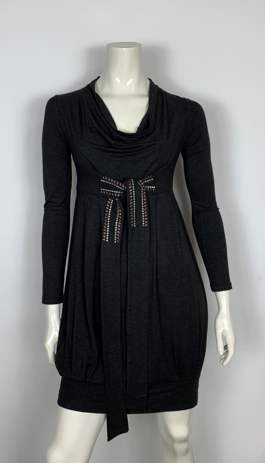 Sfizio abito vestito donna usato sbuffo tulipano corto tg 42 grigio mini T7561