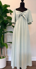 Botanik Studio Tie Front Empire Maxi Dress - Textured Sage Green, Size Medium