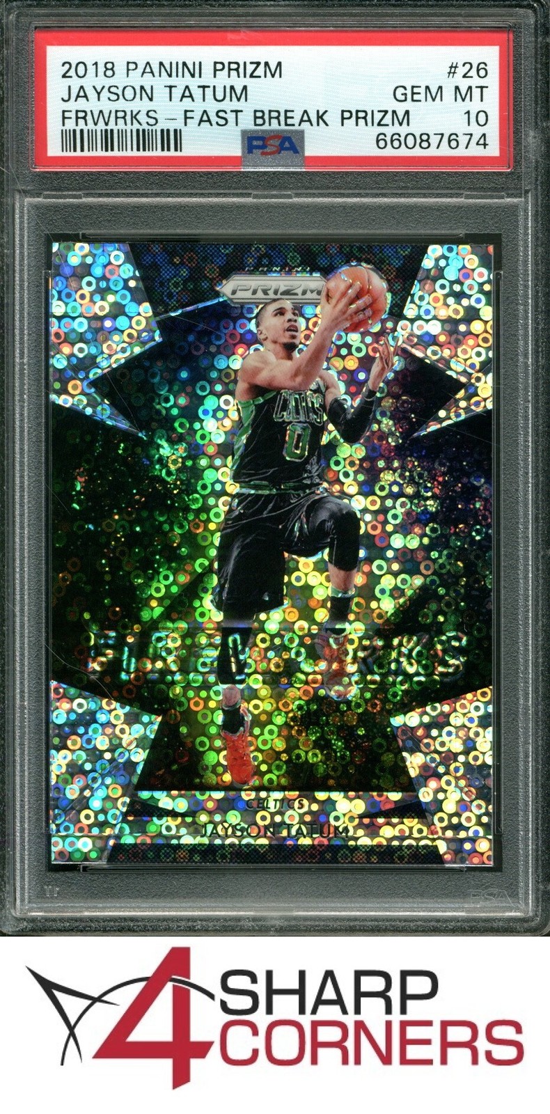 2018 PANINI PRIZM FIREWORKS FAST BREAK #26 JAYSON TATUM RC CELTICS PSA 10