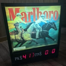 RARE VINTAGE 1997 MARLBORO DOUBLE SIDED ELECTRIC LIGHT UP SIGN WORKING 20" X 23"