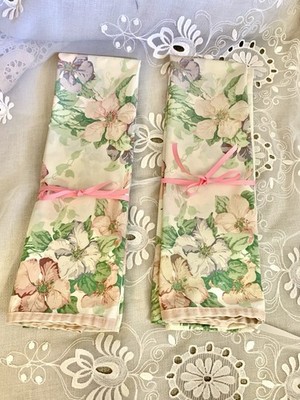 vtg Pair Sanderson 1991 Std Pillowcase Floral Cotton blend  19  X 29 